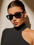 Buy SHEIN 1pair Women Vintage Square Cat Eye Frame Black shades Fashion Glasses For Daily Life in Pakistan