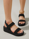 Buy SHEIN Women Ankle Strap Sandals, Elegant Black Fabric Wedge Sandals in Pakistan