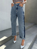 Buy SHEIN DAZY Contrast Side Seam Straight Leg Jeans in Pakistan