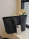 Buy SHEIN Large Shoulder Tote Bag Geometric Pattern Studded Decor in Pakistan