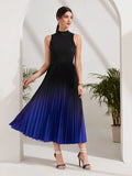 Buy SHEIN Modely Ombre Pleated Hem Mock Neck Dress in Pakistan