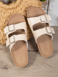 Buy SHEIN Women Buckle Decor Flat Sandals, Cool Beige Footbed Sandals in Pakistan