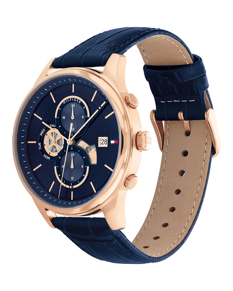 Buy Tommy Hilfiger Mens Quartz Blue Leather Strap Blue Dial 44mm Watch - 1710503 in Pakistan