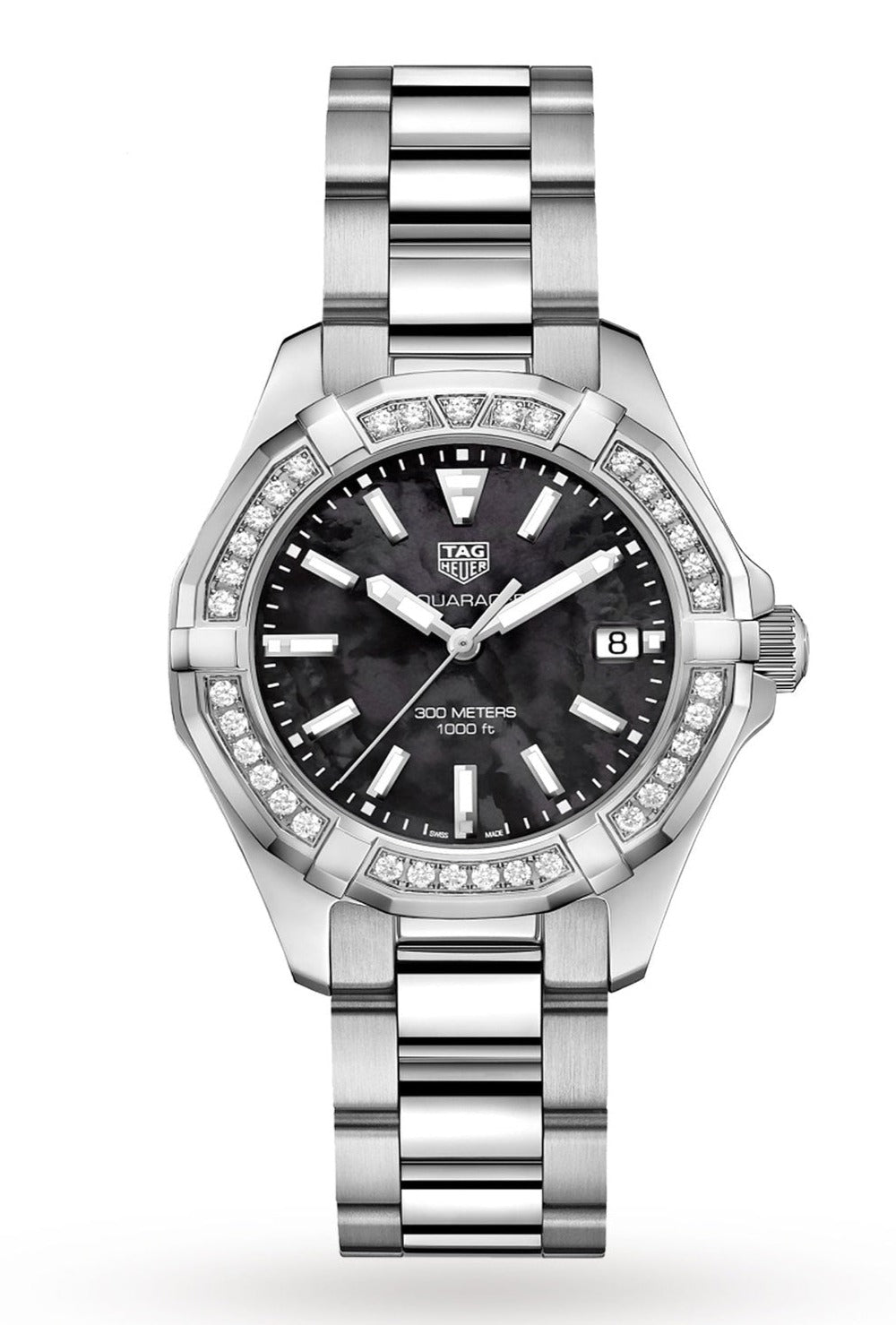 Buy Tag Heuer Aquaracer Black Dial with Diamonds Silver Steel Strap Watch for for Women - WAY131P.BA0748 in Pakistan