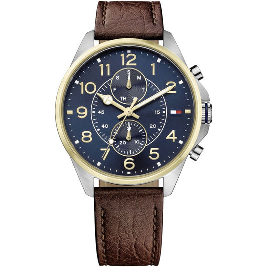 Buy Tommy Hilfiger Men's Quartz Brown Leather Strap Blue Dial 47mm Watch 1791275 in Pakistan