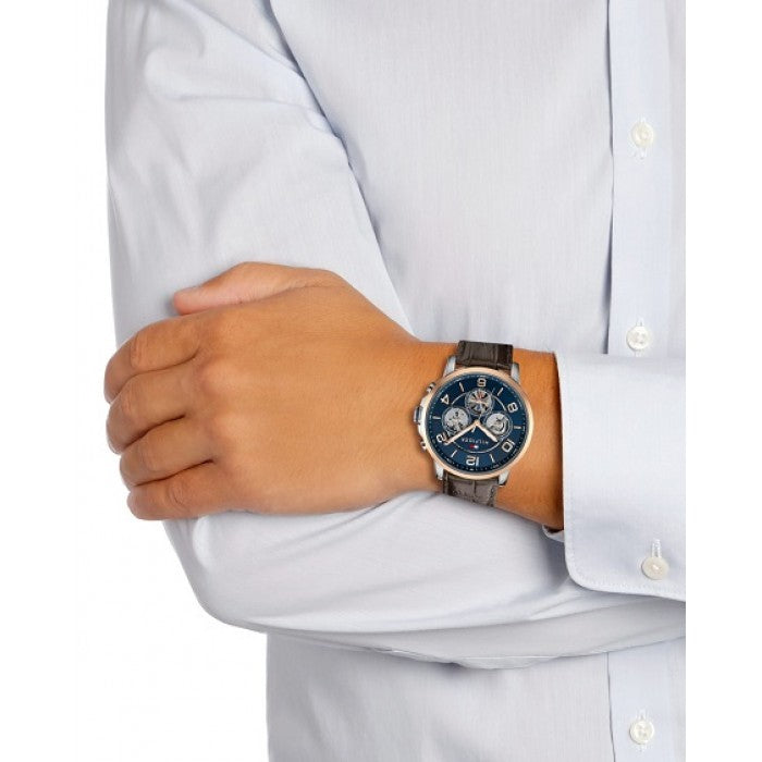 Buy Tommy Hilfiger Mens Quartz Leather Strap Blue Dial 44mm Watch - 1791290 in Pakistan