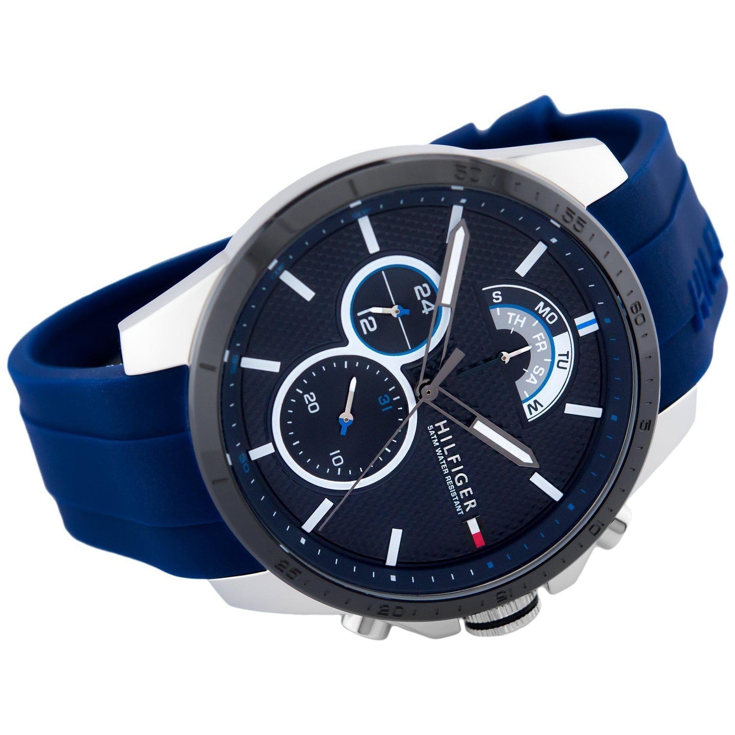 Buy Tommy Hilfiger Mens Quartz Silicone Strap Blue Dial 46mm Watch - 1791350 in Pakistan