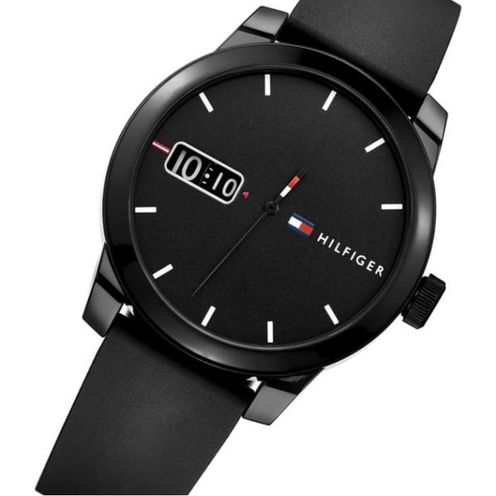 Buy Tommy Hilfiger Mens Quartz Silicone Strap Black Dial 42mm Watch - 1791382 in Pakistan