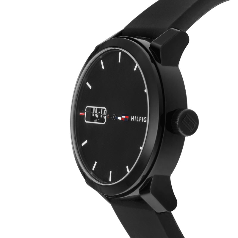 Buy Tommy Hilfiger Mens Quartz Silicone Strap Black Dial 42mm Watch - 1791382 in Pakistan