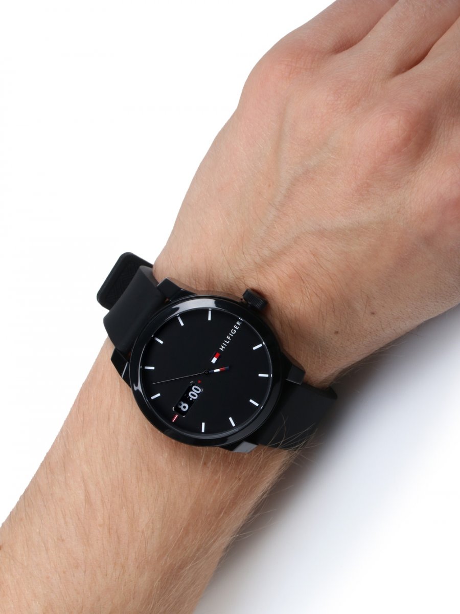 Buy Tommy Hilfiger Mens Quartz Silicone Strap Black Dial 42mm Watch - 1791382 in Pakistan