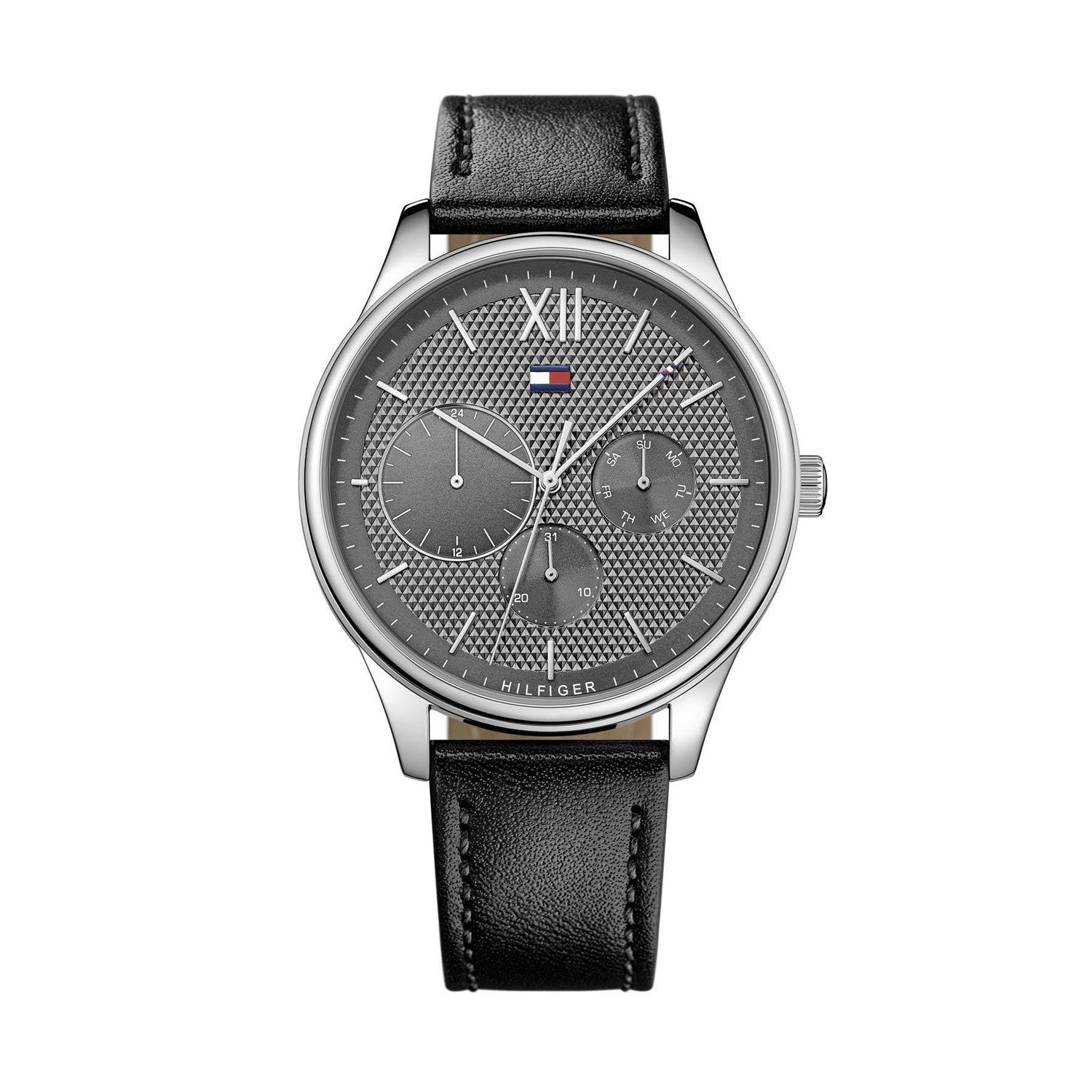 Buy Tommy Hilfiger Damon Grey Dial Black Leather Strap Watch for Men - 1791417 in Pakistan