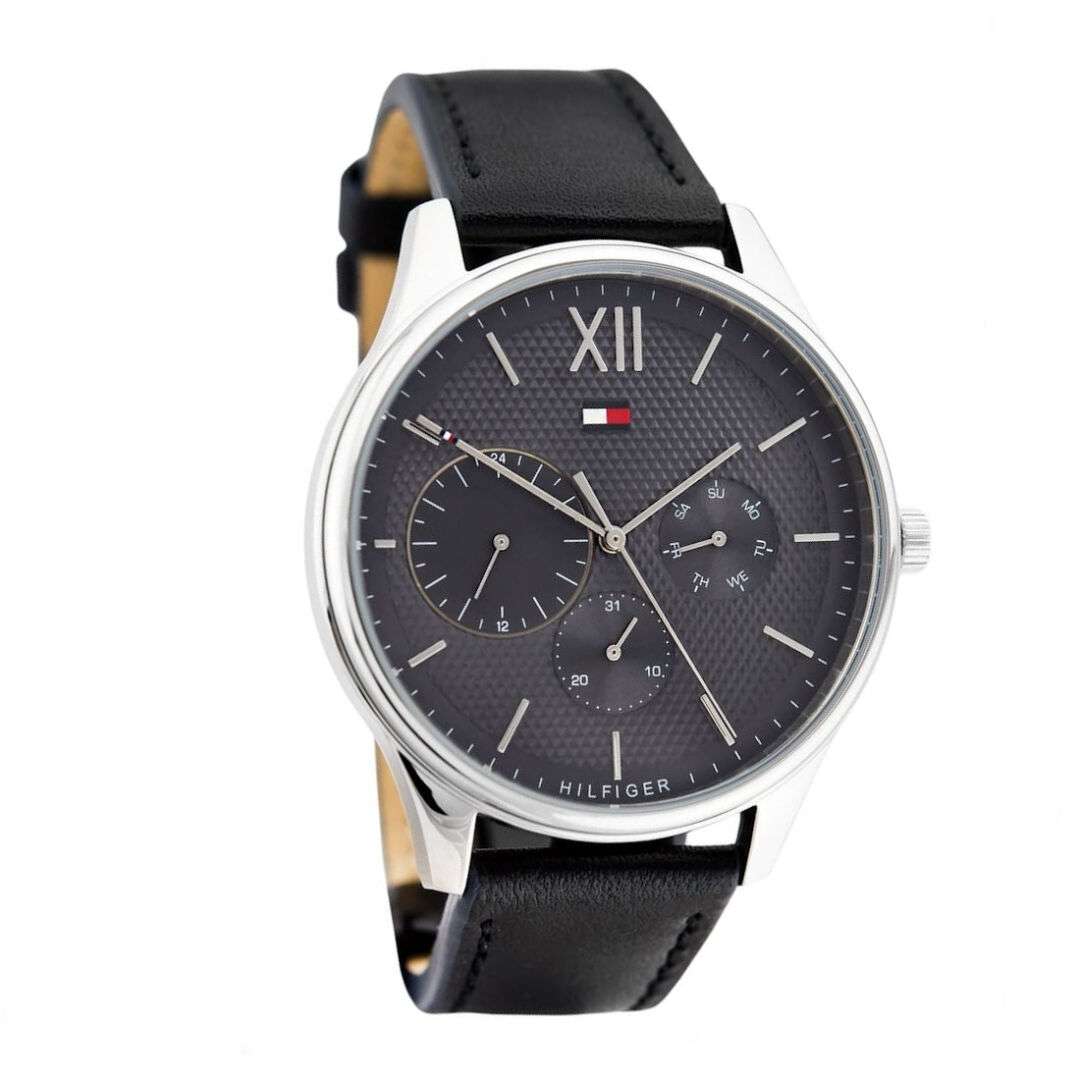 Buy Tommy Hilfiger Damon Grey Dial Black Leather Strap Watch for Men - 1791417 in Pakistan