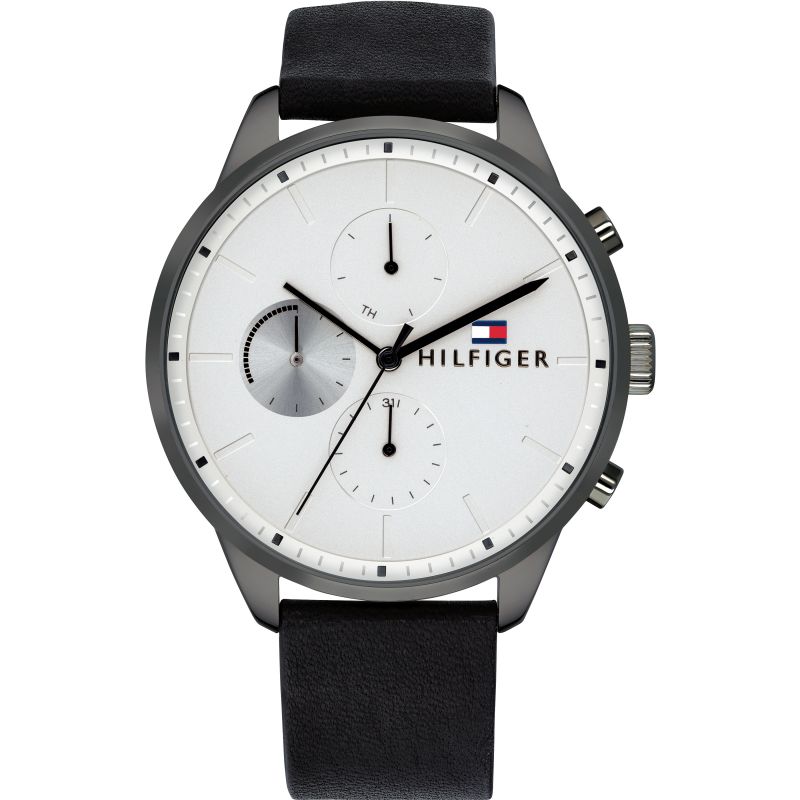 Buy Tommy Hilfiger Chase White Dial Black Leather Strap Watch for Men - 1791489 in Pakistan