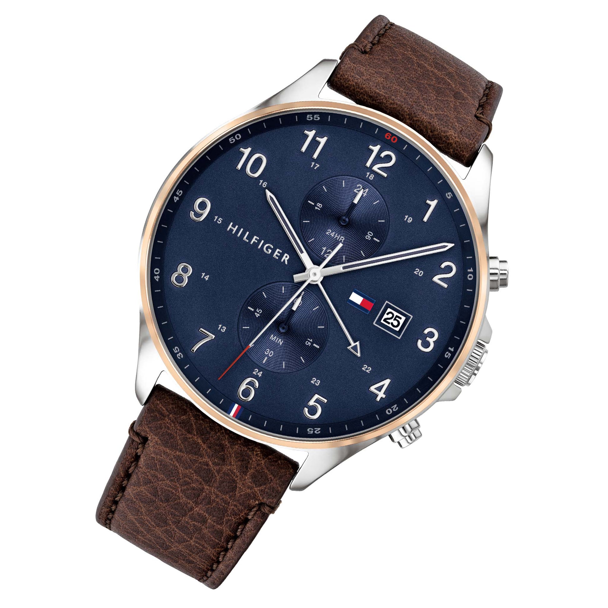 Buy Tommy Hilfiger West Blue Dial Brown Leather Strap Watch for Men - 1791712 in Pakistan