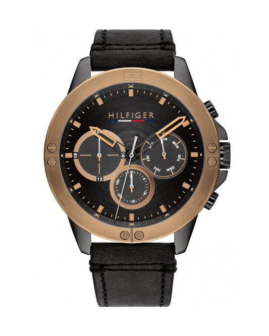 Buy Tommy Hilfiger Men's Quartz Leather Strap Black Dial 46mm Watch 1791893 in Pakistan