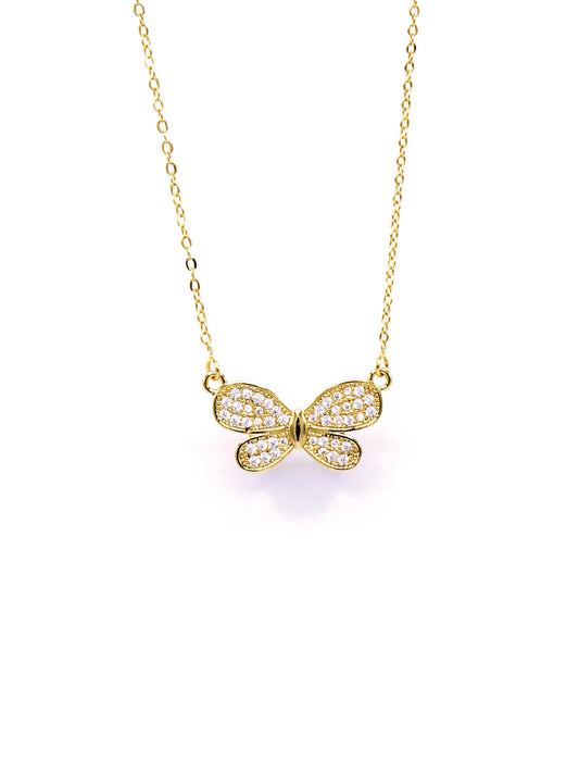 Buy 18K Gold Plated Zirconia Stone Butterfly Necklace in Pakistan