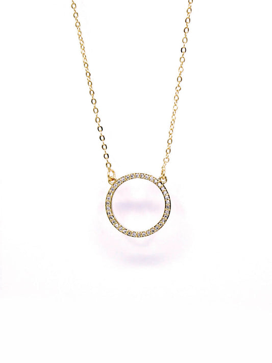 Buy 18K Gold Plated Zirconia Stone Circle Necklace in Pakistan