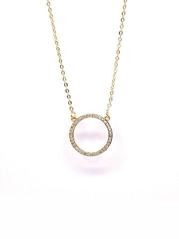 Buy 18K Gold Plated Zirconia Stone Circle Necklace in Pakistan