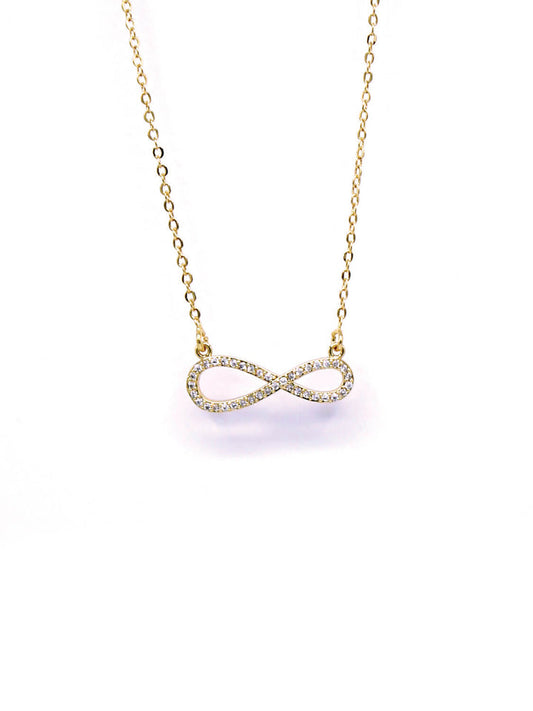 Buy 18K Gold Plated Cubic Zirconia Pave Forever Love Infinity Knot Necklace in Pakistan