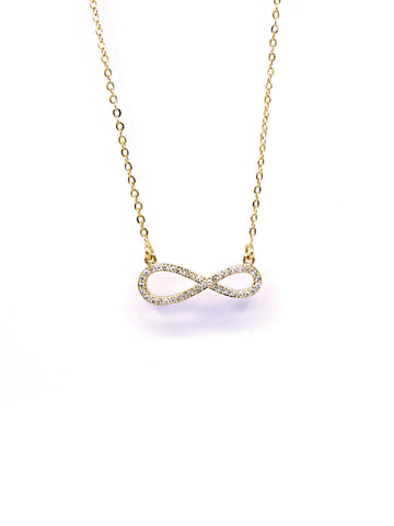 Buy 18K Gold Plated Cubic Zirconia Pave Forever Love Infinity Knot Necklace in Pakistan