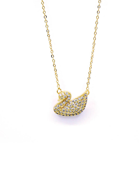 Buy 18K Gold Plated Zirconia Swan Necklace in Pakistan