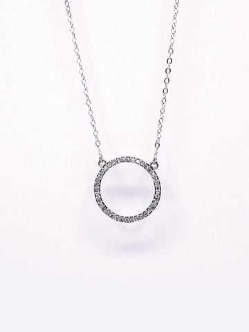 Buy 18K Rhodium Plated Zirconia Stone Circle Necklace in Pakistan