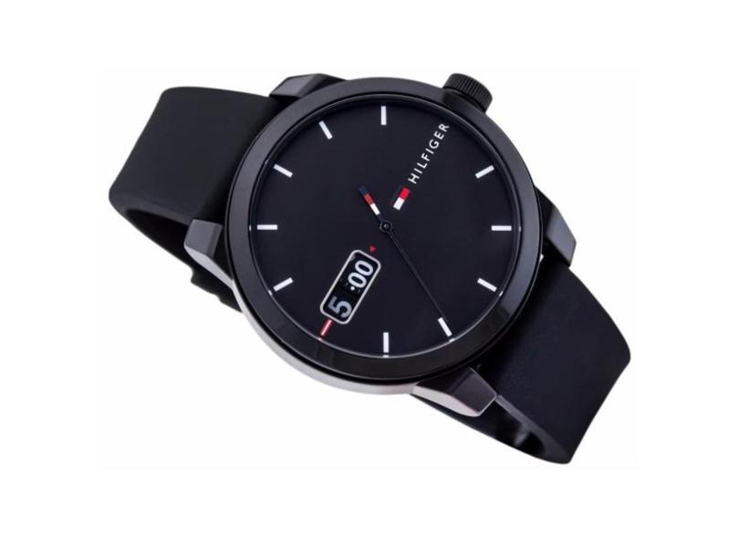 Buy Tommy Hilfiger Mens Quartz Silicone Strap Black Dial 42mm Watch - 1791382 in Pakistan