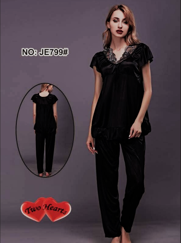 Buy Two Hearts 100% Silk Pajama Suit in Pakistan