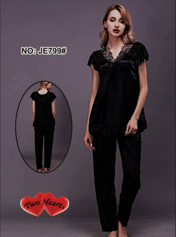 Buy Two Hearts 100% Silk Pajama Suit in Pakistan