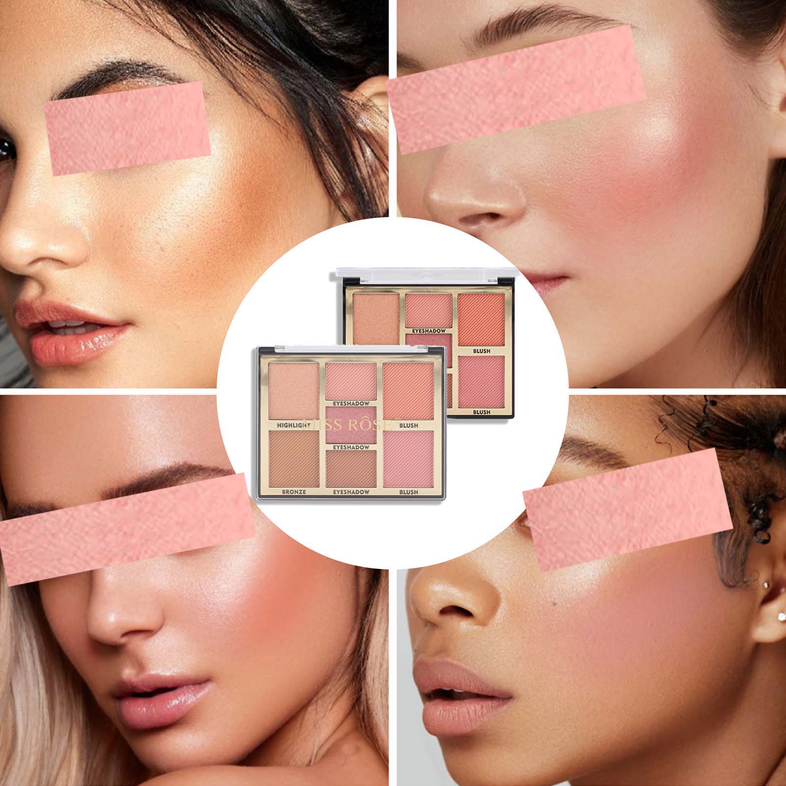 Buy Miss Rose 7 Colors Blush Bright Shimmer Powder Professional Facial Highlight Palette  - Natural Nude in Pakistan