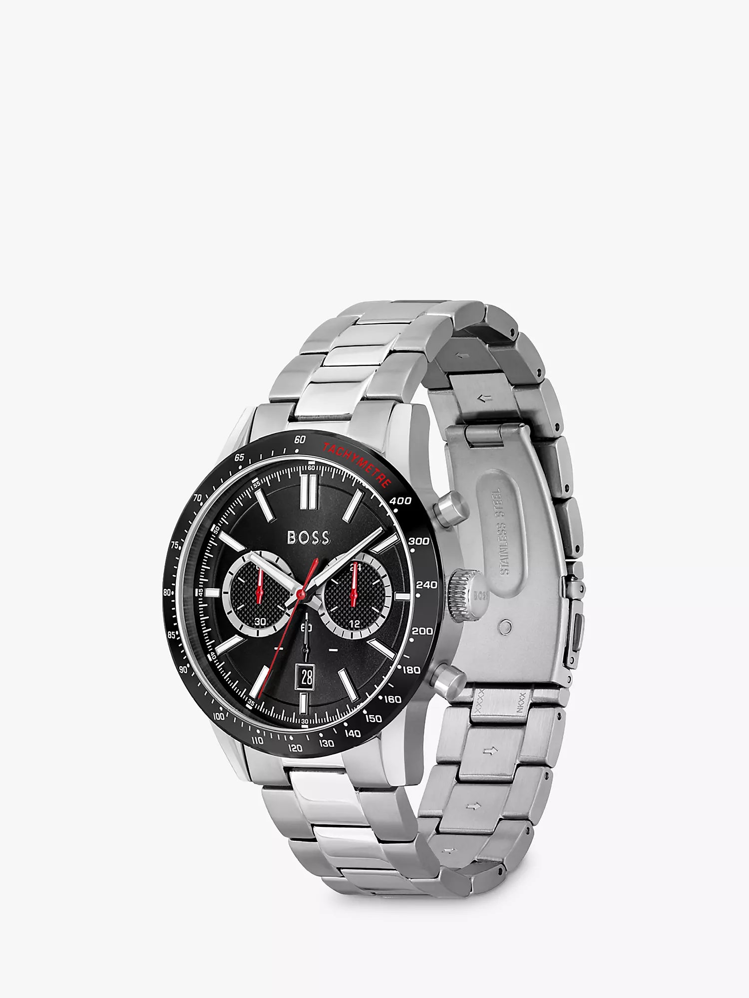 Buy Hugo Boss Mens Allure Chronograph Black Dial Silver Stainless Steel Strap Watch - 1513922 in Pakistan