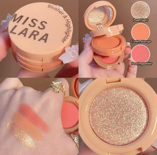 Buy Miss Lara 3 in 1 Mini Blusher + Highlighter Eyeshadow Pallet in Pakistan