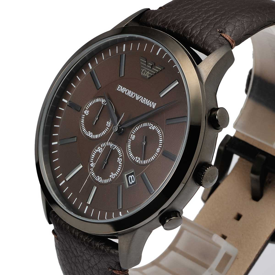 Buy Emporio Armani Sportivo Black Dial Brown Leather Strap Watch for Men - AR2462 in Pakistan