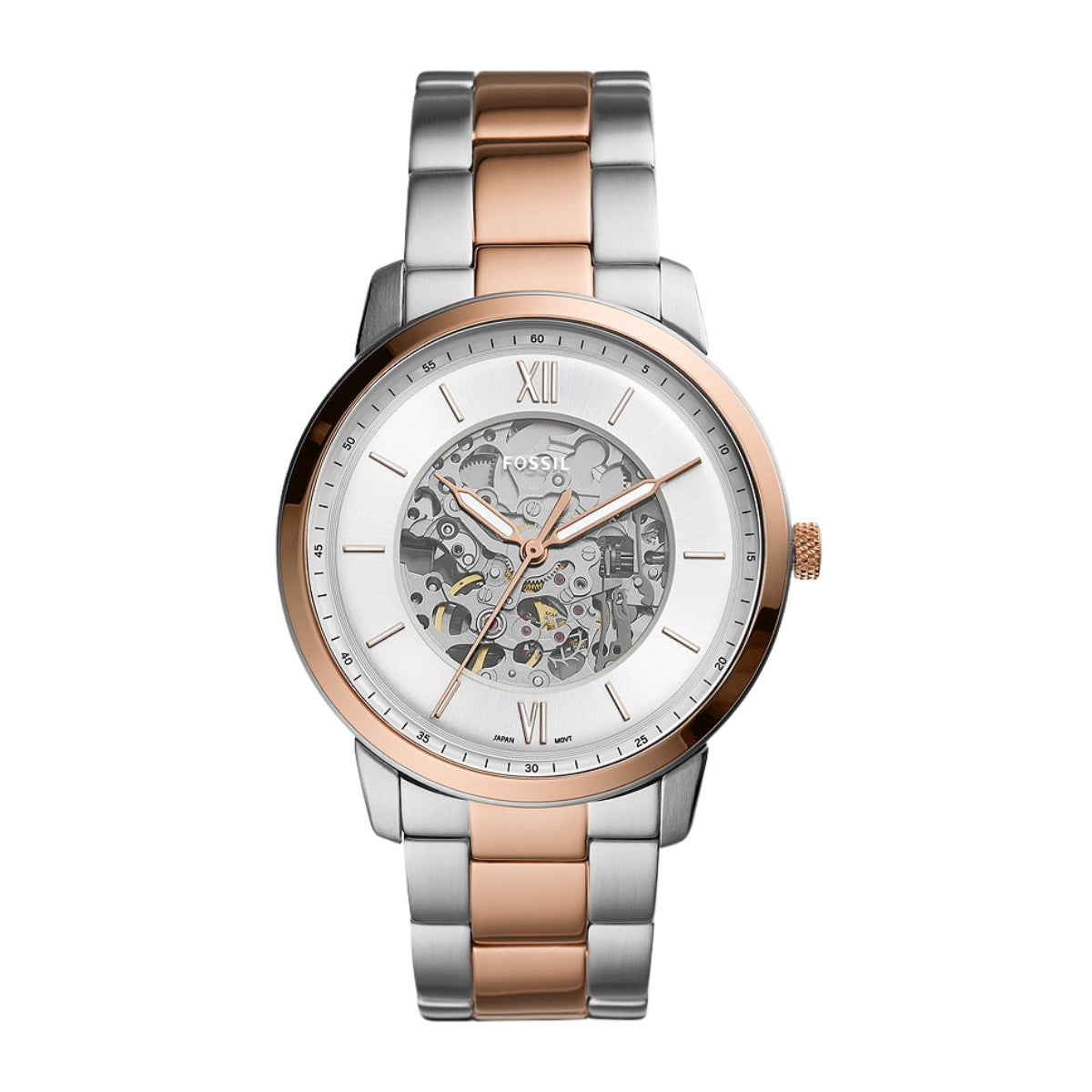 Buy Fossil Men's Automatic Two-tone Stainless Steel White Skeleton Dial 44mm Watch ME3196 in Pakistan