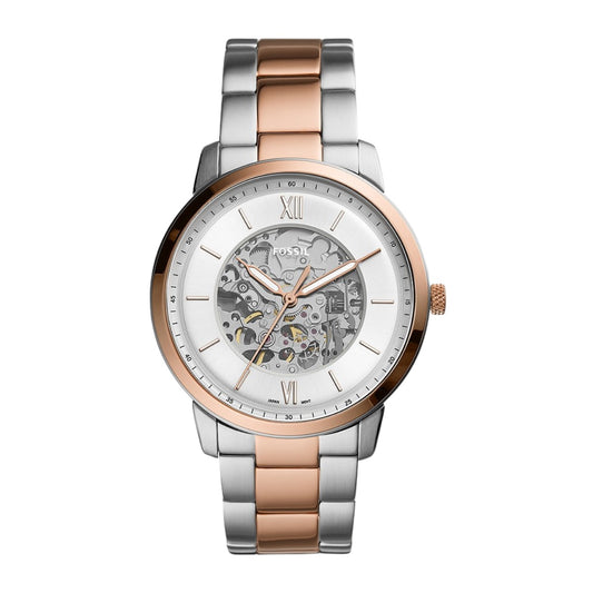 Buy Fossil Men's Automatic Two-tone Stainless Steel White Skeleton Dial 44mm Watch ME3196 in Pakistan