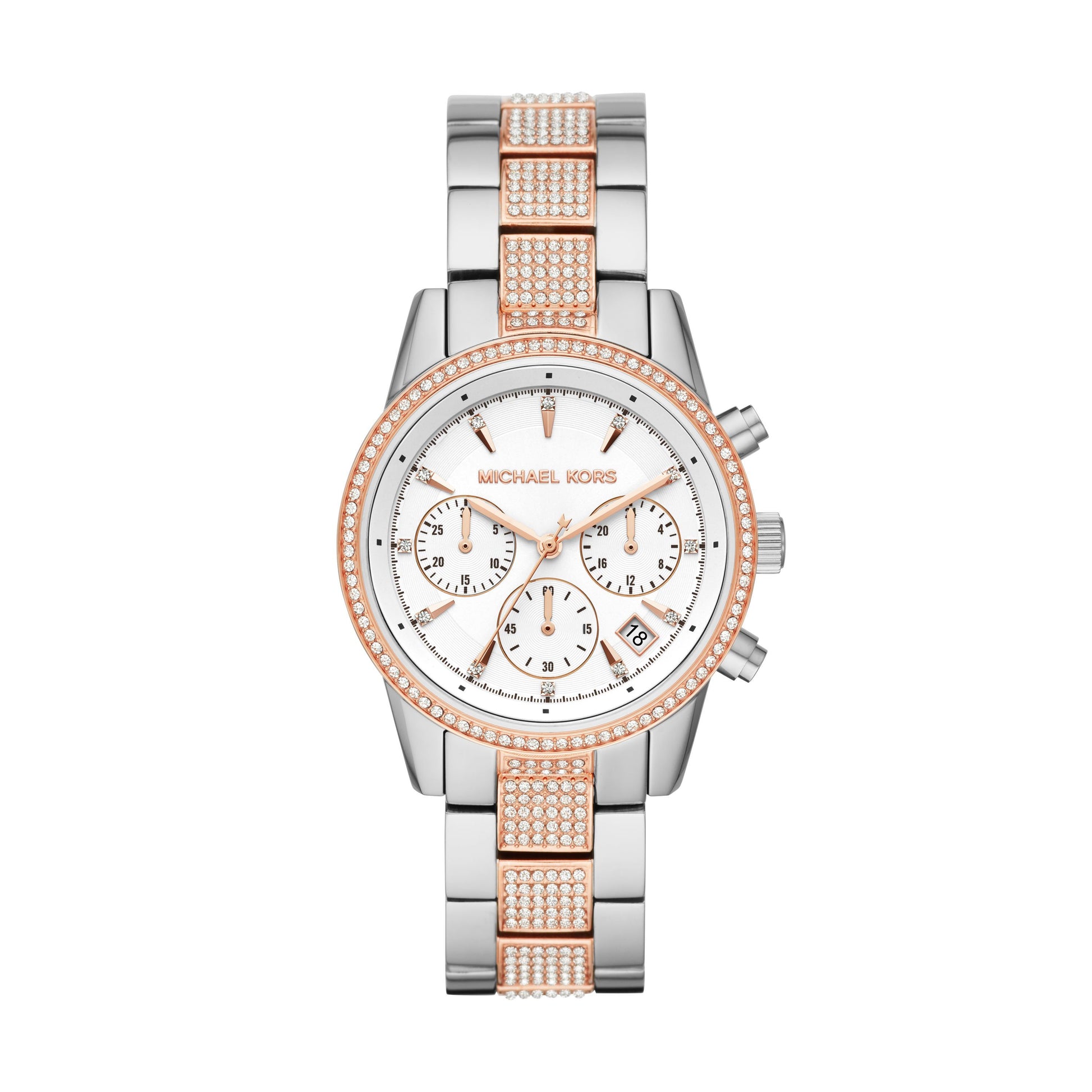 Buy Michael Kors Ritz Chronograph Quartz Crystal Silver Dial Ladies Watch - Mk6651 in Pakistan