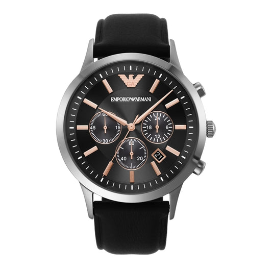 Buy Emporio Armani Men's Quartz Black Leather Strap Black Dial 43mm Watch AR11431 in Pakistan