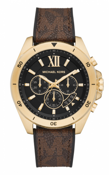 Buy Michael Kors Chronograph Stainless Steel Black Dial Brown Leather Strap Watch for Men - Mk8849 in Pakistan