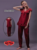 Buy Two Hearts 100% Silk Pajama Suit in Pakistan