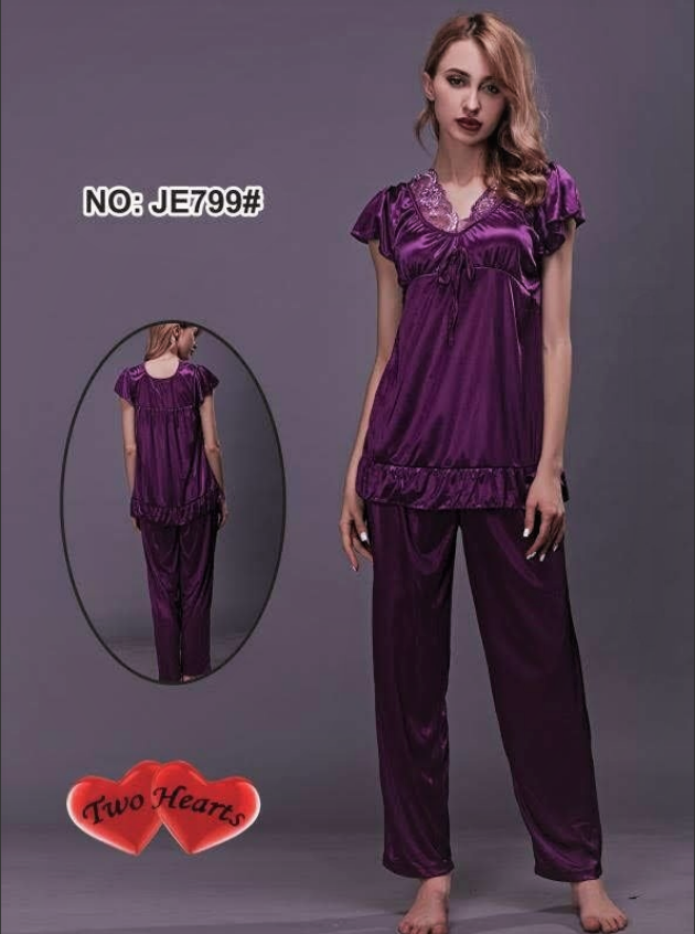 Buy Two Hearts 100% Silk Pajama Suit in Pakistan