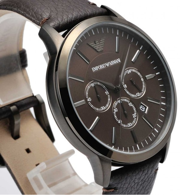 Buy Emporio Armani Sportivo Black Dial Brown Leather Strap Watch for Men - AR2462 in Pakistan