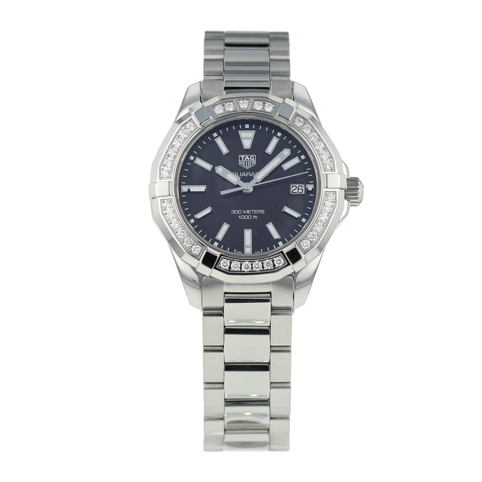 Buy Tag Heuer Aquaracer Black Dial with Diamonds Silver Steel Strap Watch for for Women - WAY131P.BA0748 in Pakistan