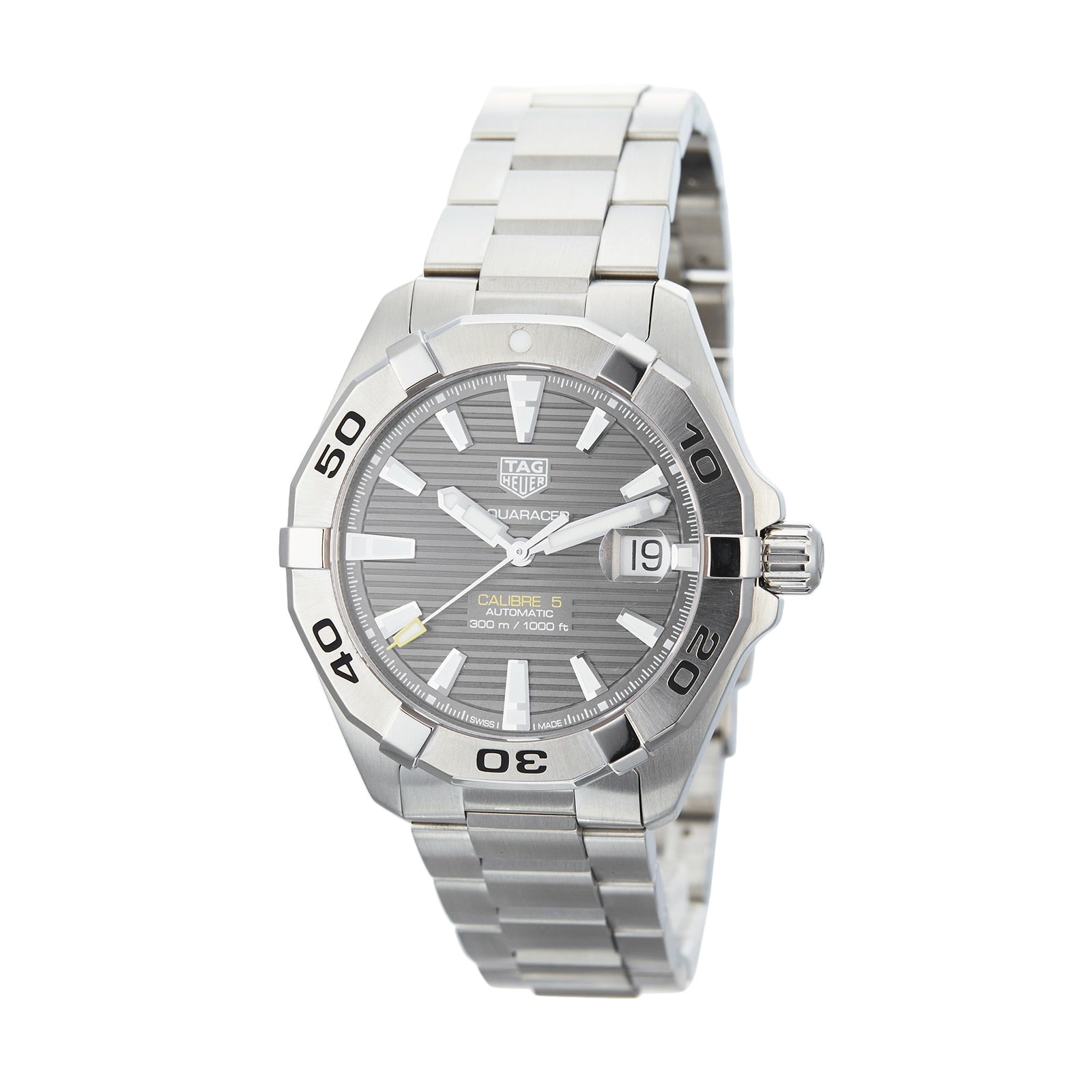 Buy TAG Heuer Aquaracer Calibre 5 Automatic Grey Dial Silver Steel Strap Watch for Men - WBD2113.BA0928 in Pakistan