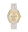 Buy Michael Kors Jessa Gold Dial with Diamonds White Leather Strap Watch for Women - MK7204 in Pakistan