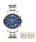 Buy Emporio Armani Blue Dial Two Tone Steel Strap Watch for Men - AR80025 in Pakistan