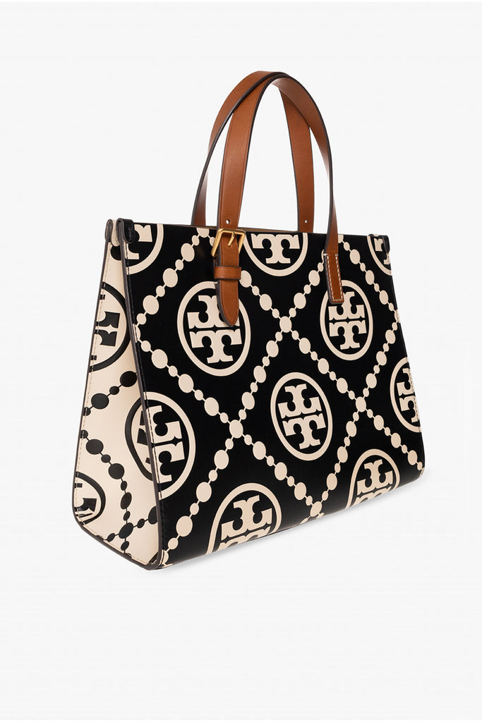 Tory Burch T Monogram Coated Canvas Small Tote Bag In White | ModeSens
