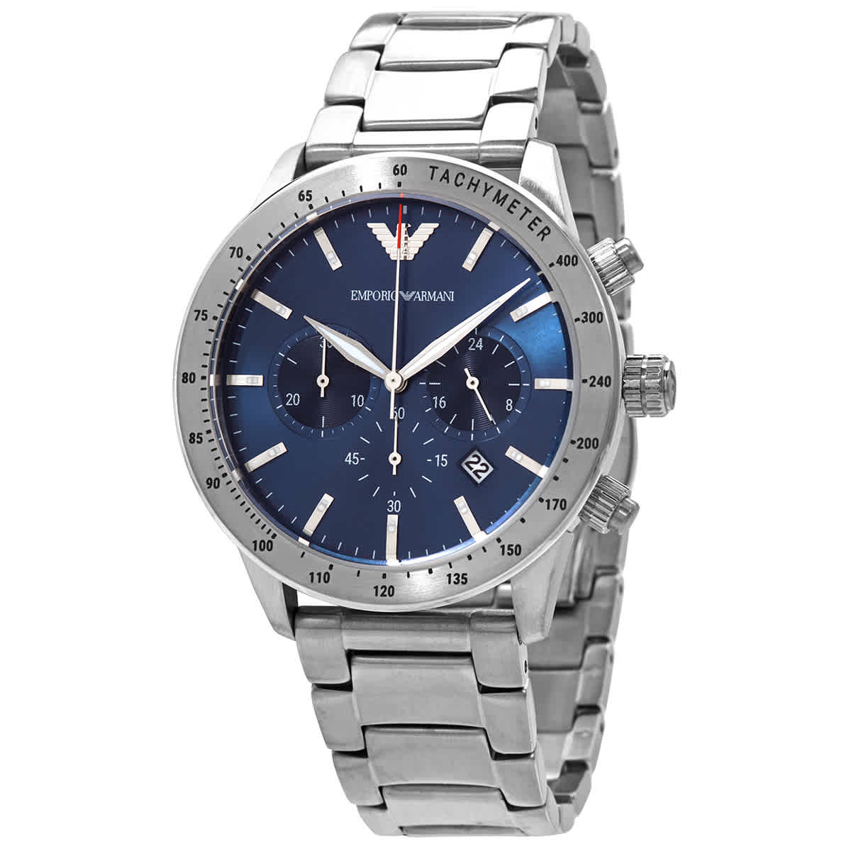 Buy Emporio Armani Mario Blue Dial Silver Steel Strap Watch for Men - AR11306 in Pakistan