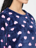 Buy Fleece Long Sleeve Pajama Suit Navy Blue in Pakistan