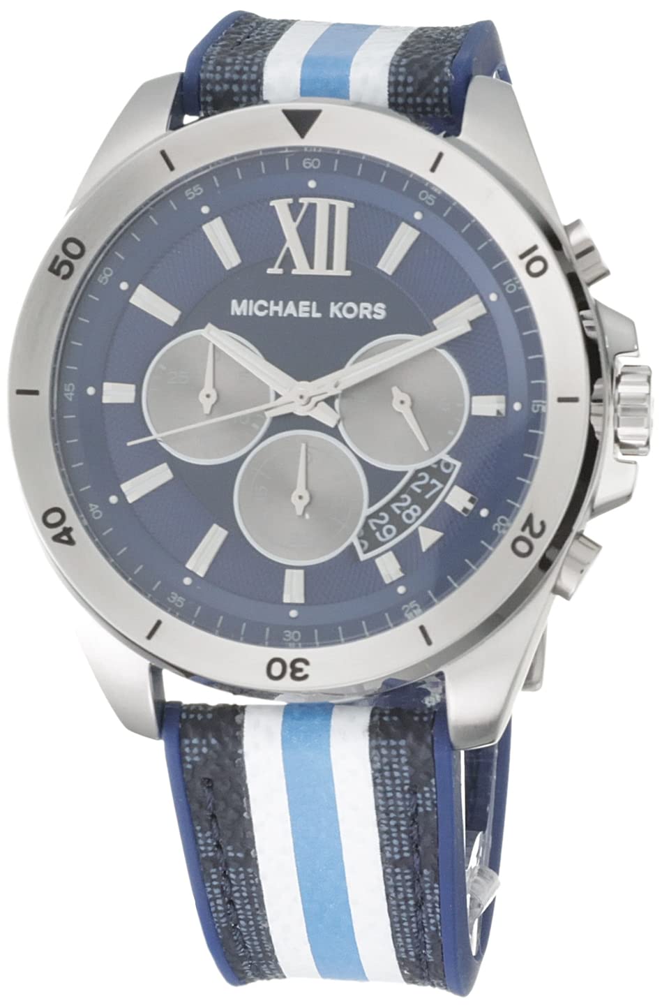 Buy Michael Kors Brecken Chronograph Blue And White PVC Strap Blue Dial Watch for Men - Mk8950 in Pakistan