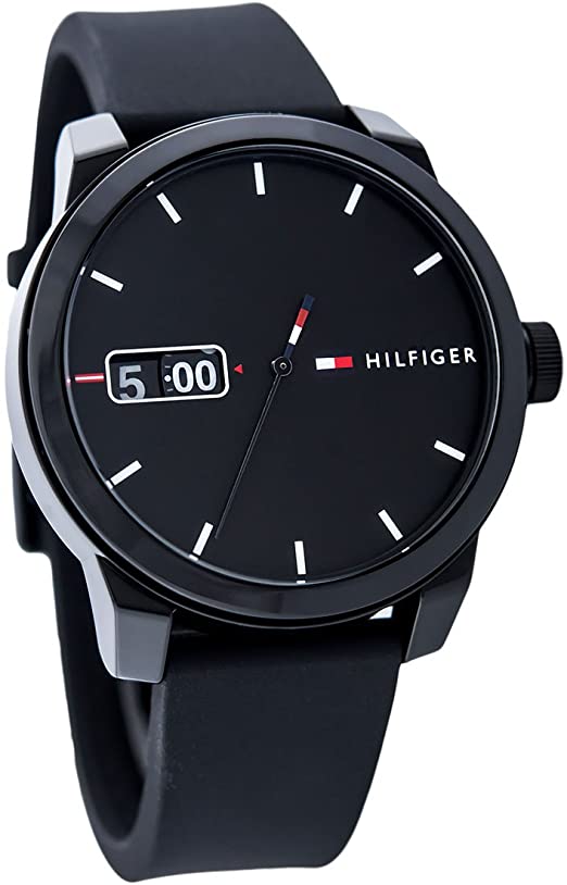 Buy Tommy Hilfiger Mens Quartz Silicone Strap Black Dial 42mm Watch - 1791382 in Pakistan